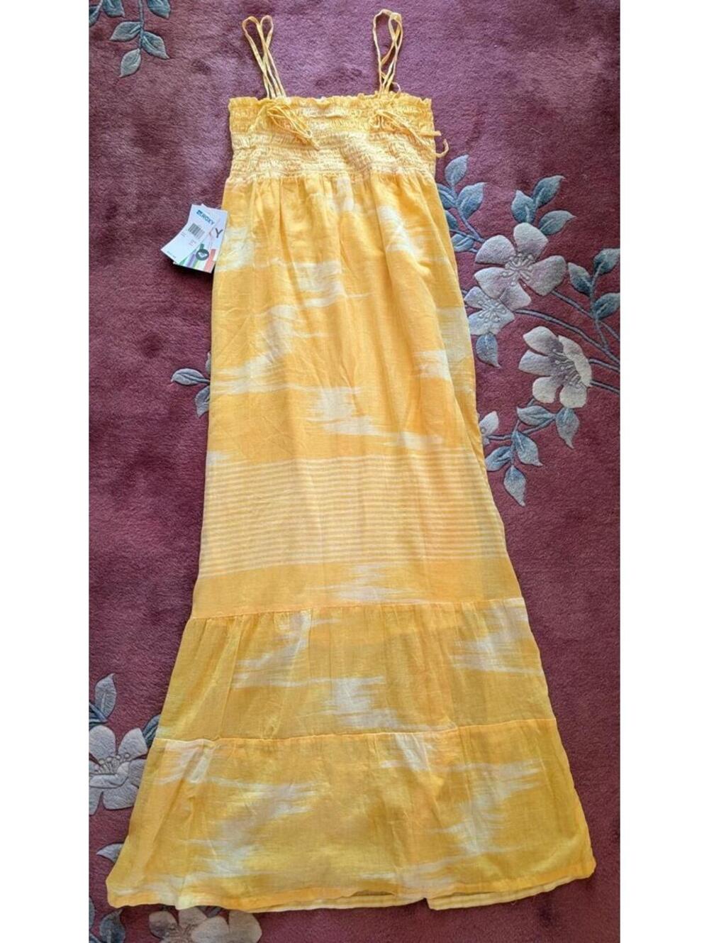 Roxy Yellow and White Tie-Dye Maxi Sundress - Picture 7 of 9